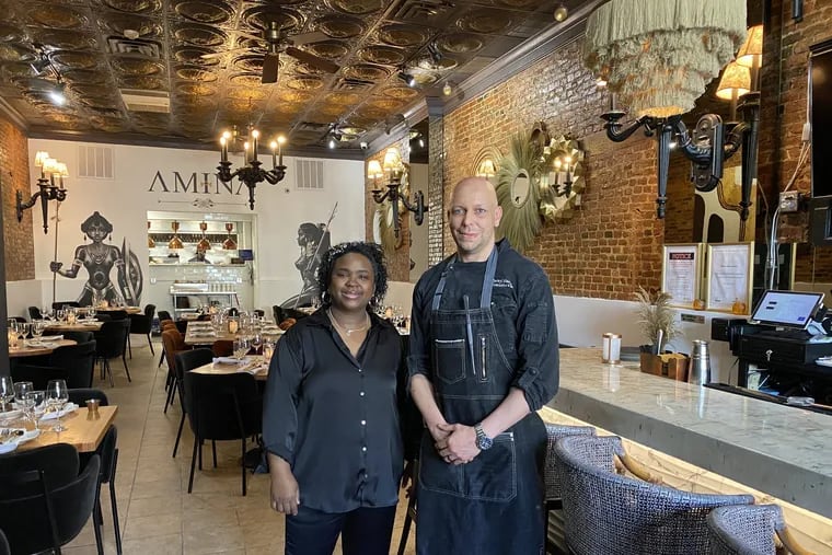 Owners Felicia Wilson and chef Darryl Harmon at Amina, 104 Chestnut St.