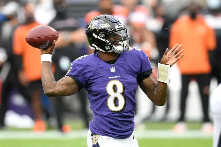 Ravens quarterback Lamar Jackson will pose a tough test for the Eagles defense.