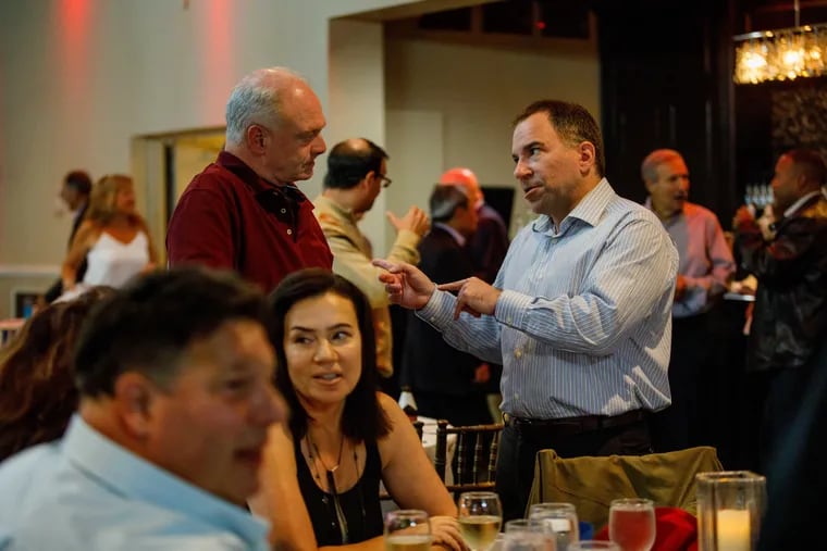 Republican Mayoral Candidate Billy Ciancaglini  speaks with former client and friend Mike DÕImperio during the 26th Ward's Republican fundraiser on October 18, 2019.