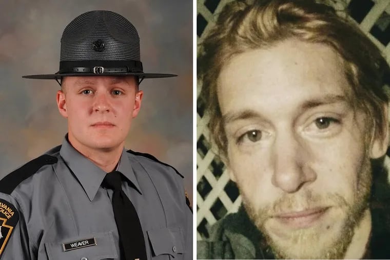 State Police have shot and killed Jason Michael Robinson (right), the suspect in the fatal shooting of State Police Trooper Landon Weaver in Juniata Township, Huntingdon County, on Friday night.