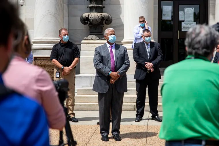 State Sen. Anthony Williams, seen here at the Delaware County Courthouse, said in a statement he is following recommended health guidelines.