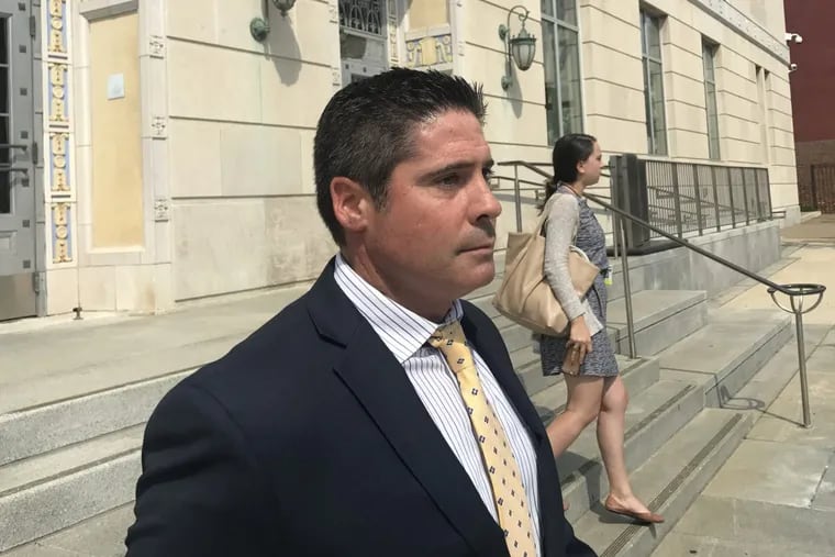 Matthew Tedesco, 42, of Linwood, N.J. leaves the federal courthouse in Camden after pleading guilty in a $28 million prescription drug kickback scheme.