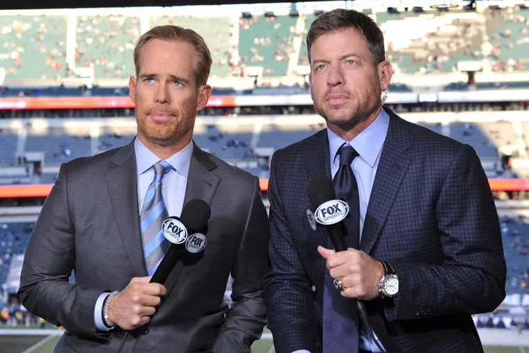 Fox NFL broadcasters Joe Buck (left) and Troy Aikman will call the Eagles pivotal Week 16 match-up against the Dallas Cowboys, which will likely decide the winner of the NFC East.