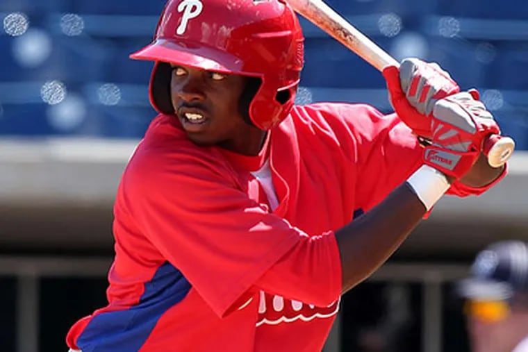 Phillies prospect Roman Quinn is changing positions for Williamsport. (Mike Janes/Four Seam Images)