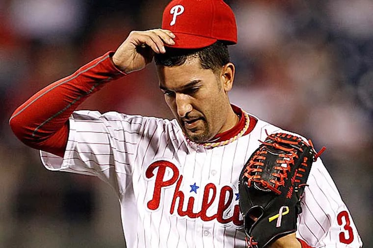 Phillies reliever Mike Adams is day-to-day with back spasms. (Yong Kim/Staff Photographer)