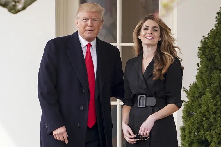 Former White House communications director Hope Hicks, seen here at the White House with President Trump, has landed a top job at Fox.