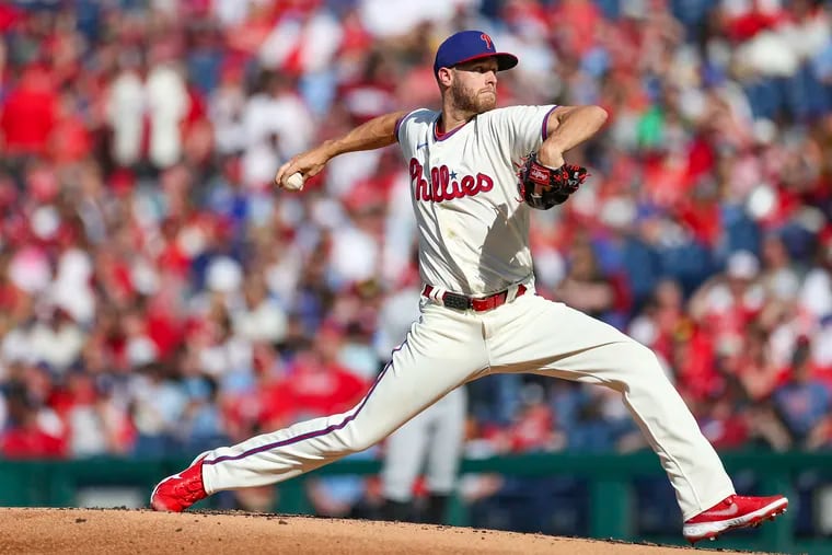 Phillies starting pitcher Zack Wheeler pitches in the second inning against the Miami Marlins on Wednesday. Wheeler allowed one run on three hits in six innings.