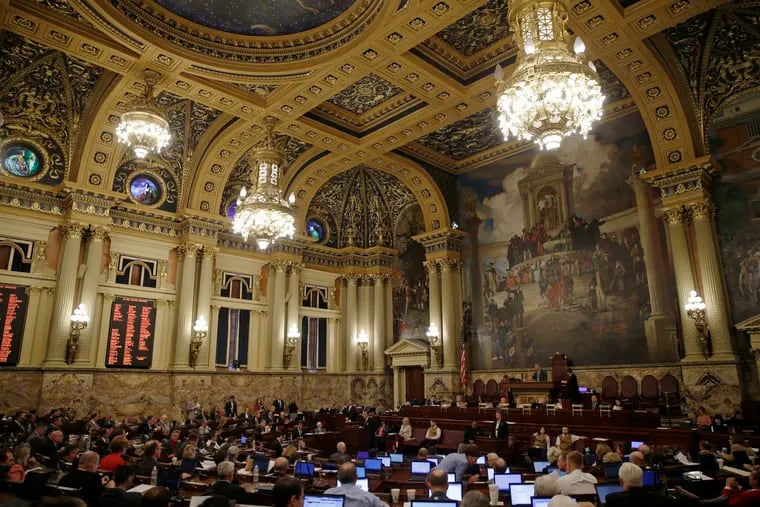 The Pennsylvania House of Representatives, where lawmakers have jousted over the best policies to combat sexual harassment.<br/>
(AP Photo/Matt Rourke)