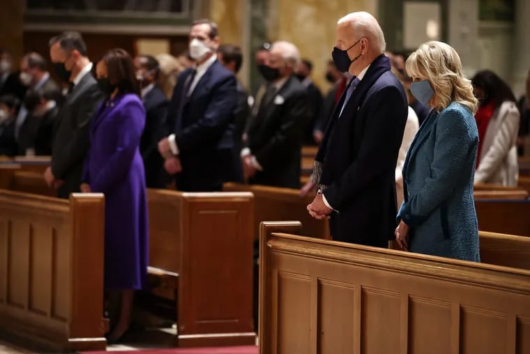In this photo from Jan. 20, 2021, U.S. President-elect Joe Biden and Jill Biden attend services at the Cathedral of St. Matthew the Apostle with congressional leaders prior to the 59th Presidential Inauguration ceremony in Washington, D.C.