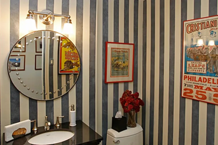 The powder room with a circus theme in Shelly and Dr. Robert Hirsh's home, which was designed by architect I.M. Pei. ( Michael S. Wirtz / Staff Photographer )