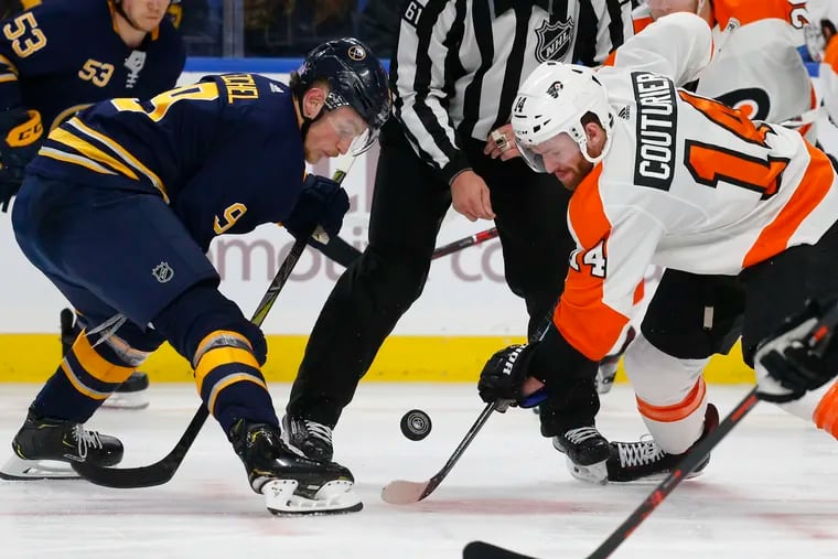 Sean Couturier and the Flyers start a five-game road trip with a trip to Buffalo to face Jack Eichel and the Sabres.