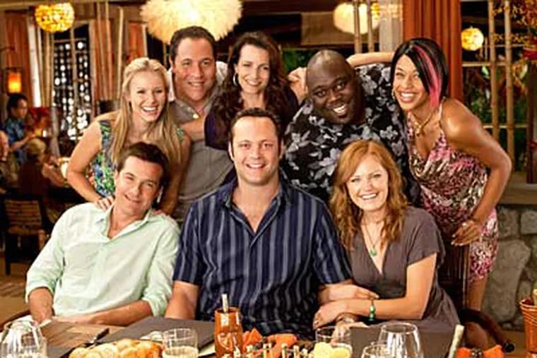 The four couples: From left, Jason Bateman, Kristen Bell, Jon Favreau, Kristin Davis, Vince Vaughn, Faizon Love, Malin Akerman, Kali Hawk.