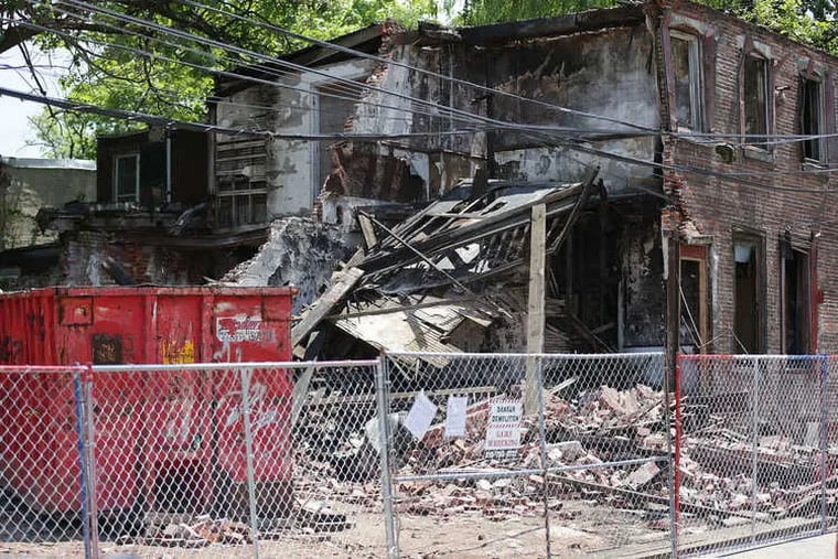 The scene of a building collapse on the corner of Bailey and Jefferson Streets in Brewerytown on June 4, 2018.