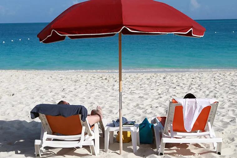 Grace Bay Beach is a 12-mile stretch of sparkling white sand on Providenciales, in the Turks and Caicos islands.