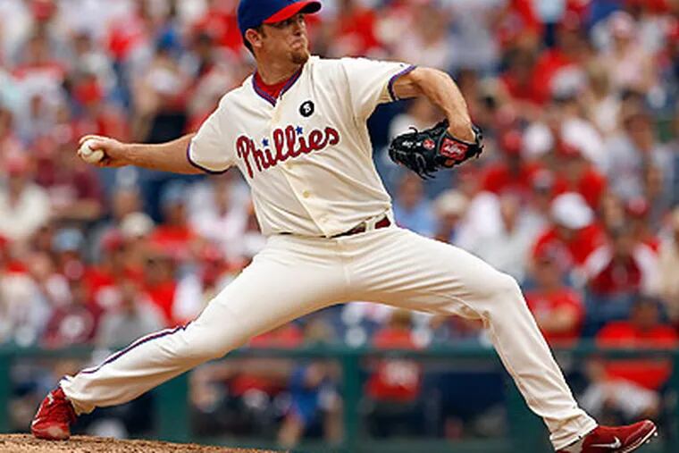 Brad Lidge pitched a scoreless sixth inning in the Phillies' 7-4 loss to the Mets yesterday. (Yong Kim/Staff file photo)