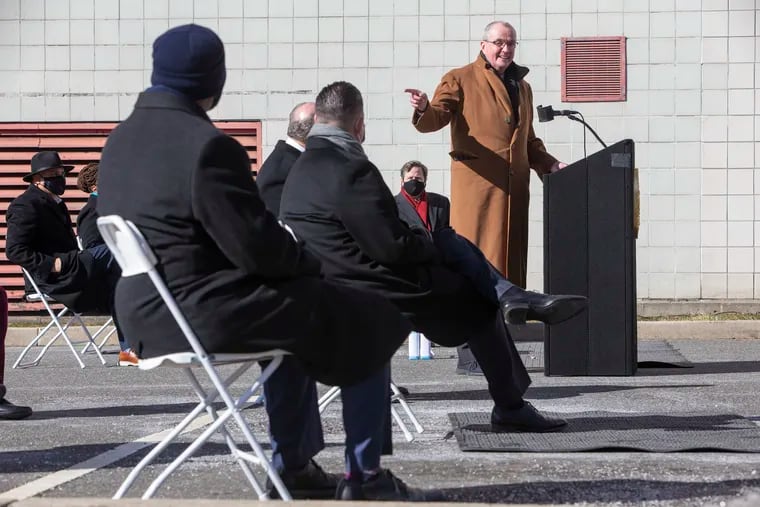 New Jersey Gov. Phil Murphy at the Walter Rand Transportation Center in downtown Camden on Feb. 17.