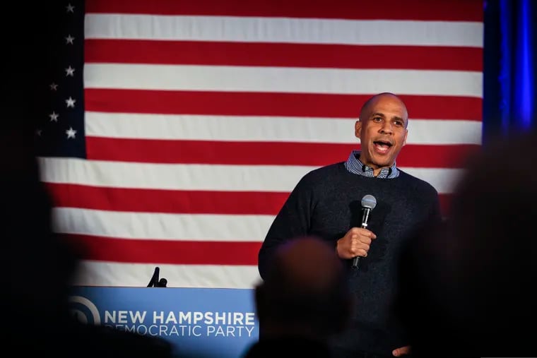 Sen. Cory Booker (D., N.J.) speaks at a post-midterm election victory celebration in Manchester, N.H., on Dec. 8, a recent visit that fueled speculation that he will run for president in 2020.