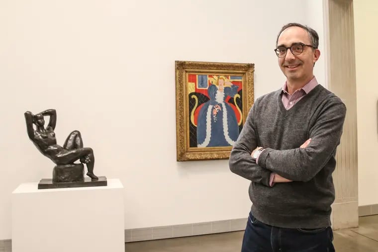 Matthew Affron, the Muriel and Philip Berman curator of modern art at the Philadelphia Museum of Art, with Large Seated Nude and Woman in Blue by Henri Matisse. Monday, April 11, 2022.