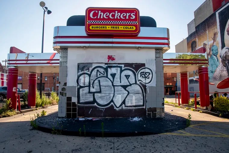 The Checkers Drive-In Restaurants at Broad and Girard recently closed, and now its site is being advertised for residential development.