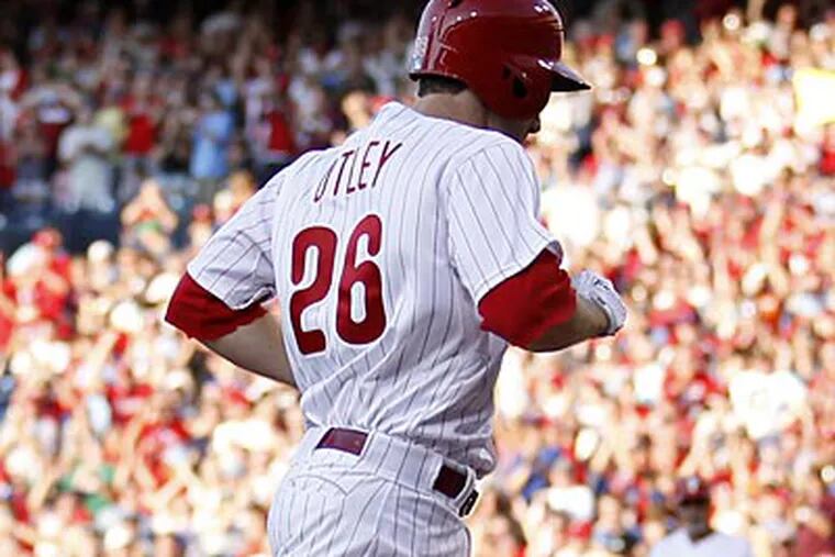 Chase Utley hit a home run in his first at-bat during his return to the Phillies lineup on Wednesday. (Yong Kim/Staff Photographer)