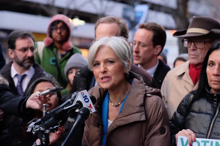 Jill Stein holds a press conference at the federal courthouse in Philadelphia after a hearing on the Green Party’s request for a statewide recount. Lawyers for the state, the Pennsylvania GOP and President-elect Donald Trump were lined up to oppose any review that might delay the certification of the state's vote.