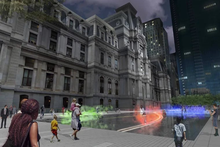 An artist's rendering is all that's visible of "Pulse," a public artwork planned for Dilworth Park but stalled by the Center City District's inability to raise money for the project.