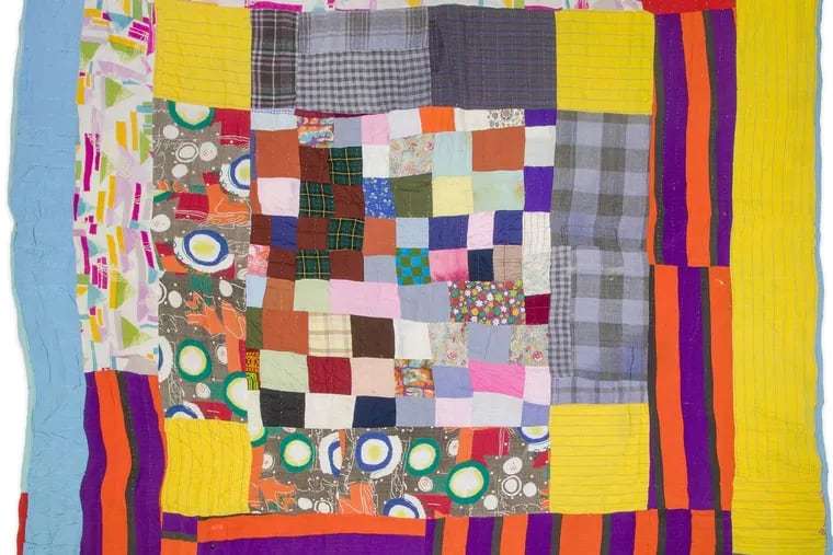 Detail from Mary Lee Bendolph's quilt, "Housetop Variation" (1980), at Swarthmore's List Gallery