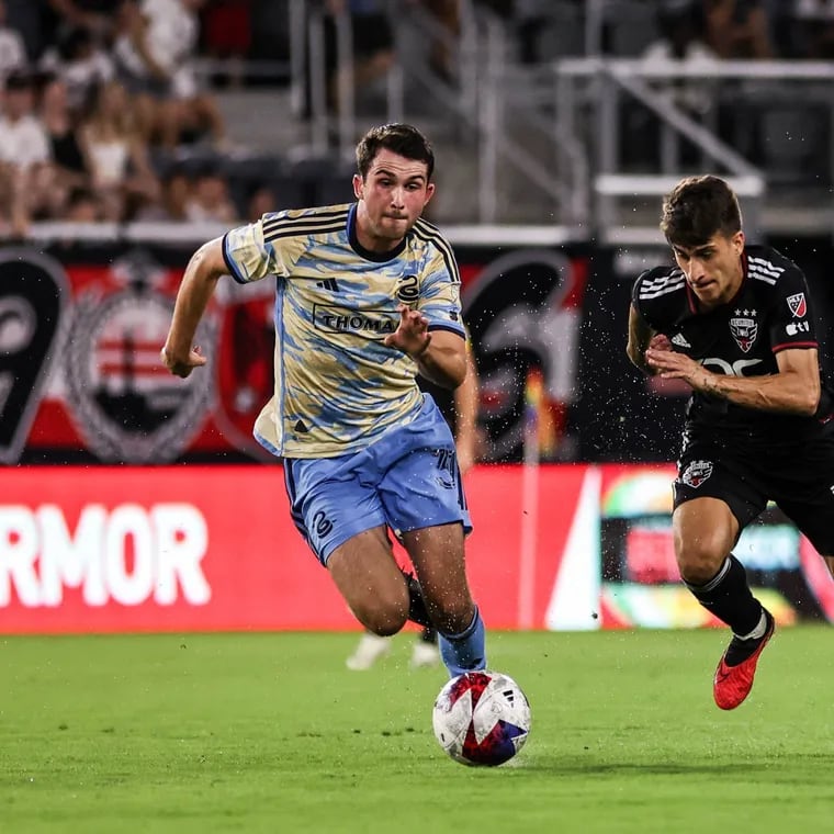 Leon Flach (left) hasn't played yet for the Union this year. He'll be available off the bench in the Union's game against Real Salt Lake on Saturday.