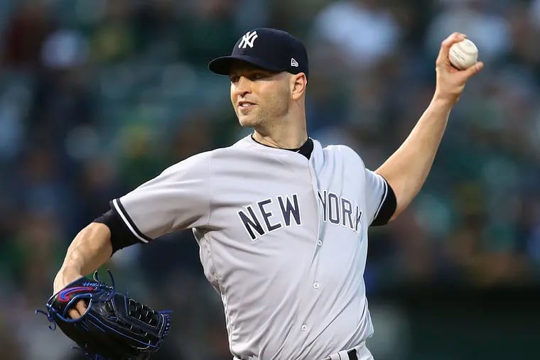 J.A. Happ pitching for the New York Yankees this past season. The Phillies could bring him back to Philadelphia.