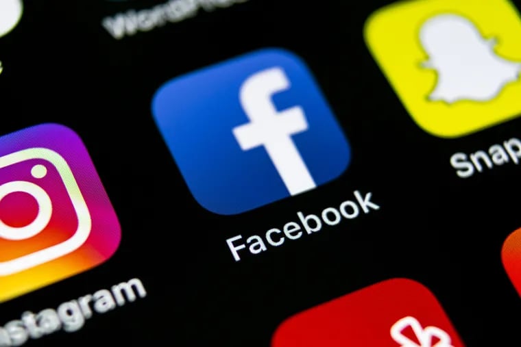 Mobile apps, including (from left to right): Instagram, Facebook, and Snapchat.