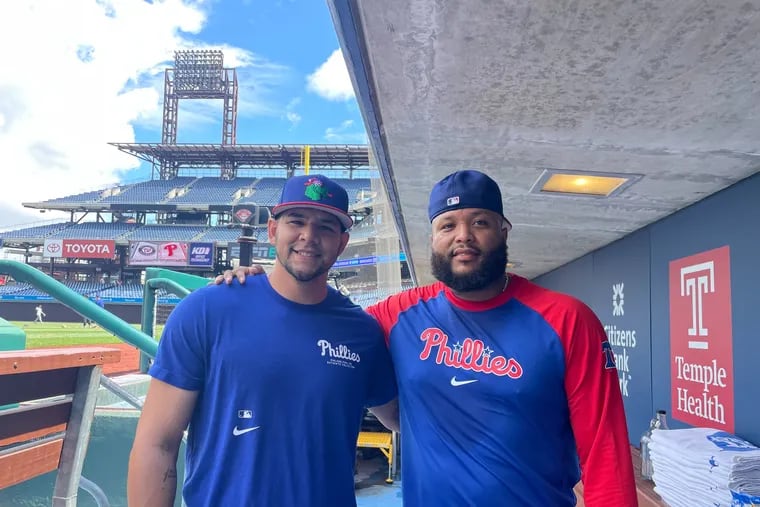 José Ruiz (left) and José Alvarado were teammates on Team Venezuela in the 2023 World Baseball Classic and share an agent. Advice from Alvarado has helped Ruiz succeed this season.