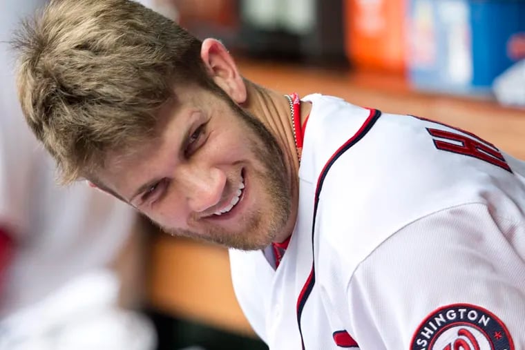 Bryce Harper, as a 19-year-old rookie with the Nationals in 2012, is approaching the 10-year anniversary of his debut on April 28, 2012.