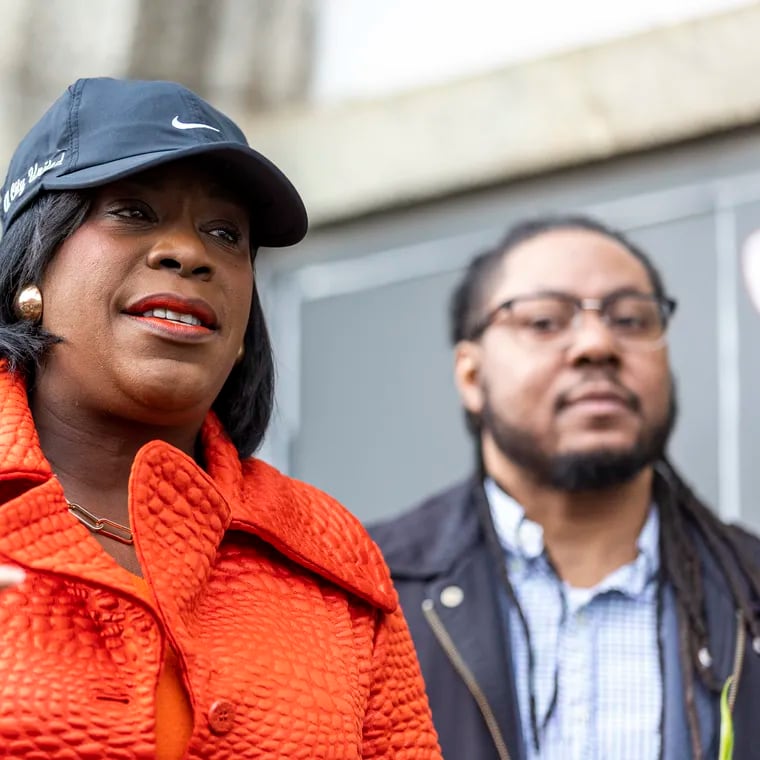 Mayor Cherelle L. Parker speaks to press, community members and officials about the collaborative work with the city and community to clean up the streets and neighborhoods of Philadelphia in the neighborhood of Strawberry Mansion, in Philadelphia, Pa., on Friday, Feb. 23, 2024.