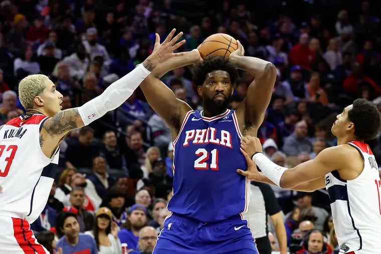 Through nine games, Joel Embiid is second in the NBA in scoring (32.4 points per game) and seventh in rebounds (11.7).