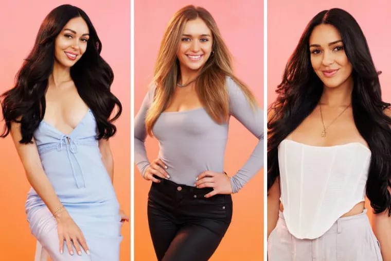 Allison Hollinger (left), Lanie Latsios (center), and Lauren Hollinger (right) are three Philadelphia women who will be competing for the heart of Graziadei, of Collegeville, on season 28 of "The Bachelor," which premieres Jan. 22.