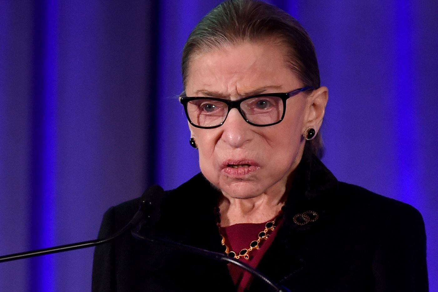 U.S. Supreme Court associate justice Ruth Bader Ginsburg speaks after she is inducted into the National Museum of American Jewish History's Only in America Gallery Dec. 19, 2019.