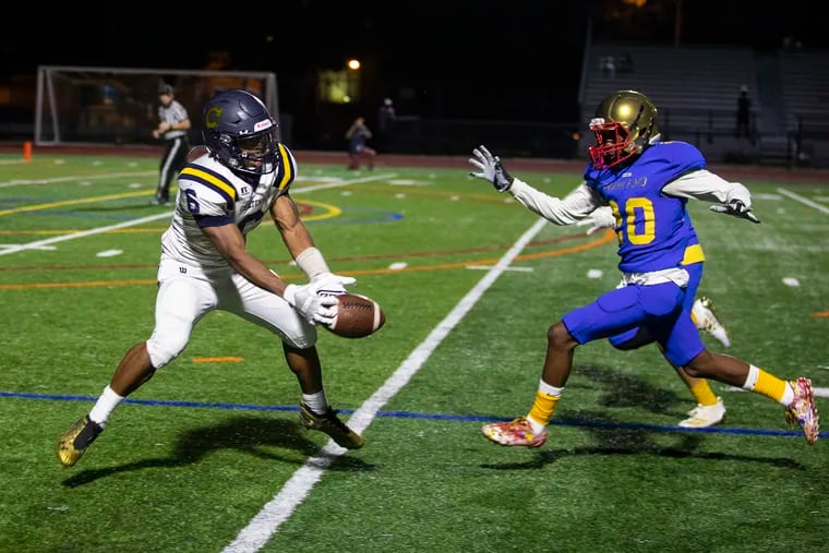 Cheltenham High School receiver Nate Edwards caught two touchdowns against Frankford at Northeast High on Thursday, August 29, 2019.