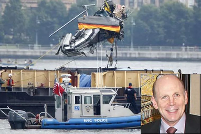 Steven Altman’s aircraft, a Piper PA-32, collided with a sightseeing helicopter Saturday in the crowded airspace over the Hudson River in New York. (Seth Wenig/AP and Larry Falkow/The APTS Magazine)