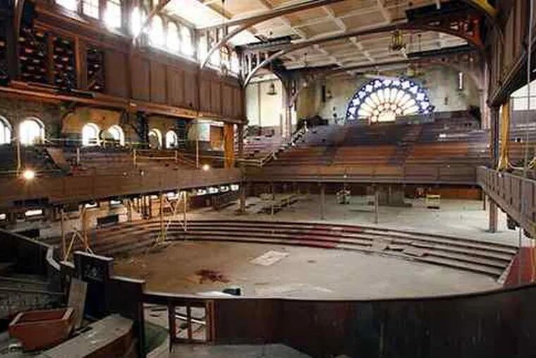 The Baptist Temple, as work on its revitalization began. The 36,000-square-foot space at Broad and Berks Streets in North Philadelphiawill reopen next month as a multipurpose center for concerts and other Temple University performances.