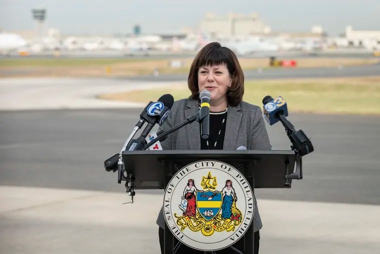 Philadelphia International Airport CEO Chellie Cameron at a ribbon-cutting ceremony in 2019.