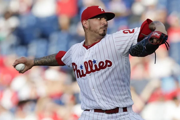 Vince Velasquez didn't allow a hit until the sixth inning of Sunday's second game, a 5-0 Phillies win.
