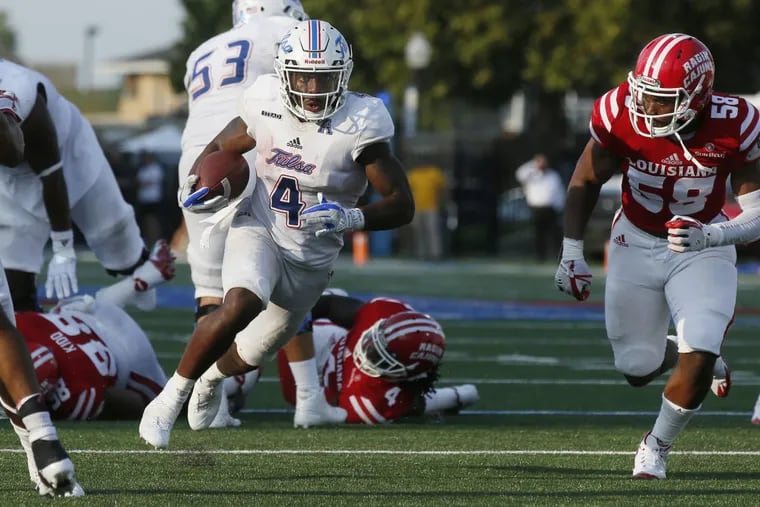 Tulsa running back D'Angelo Brewer (4) carries the ball against Louisiana Lafayette on Sept. 12.