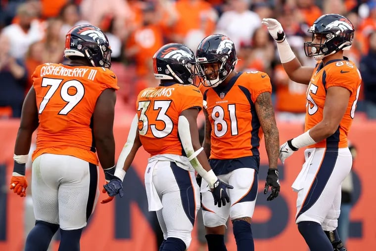 Action Network Use Only - Denver Broncos running back Javonte Williams (33) is one of the key pieces surrounding new starting quarterback Russell Wilson in his return to Seattle on Monday. (Matthew Stockman/Getty Images/TNS)