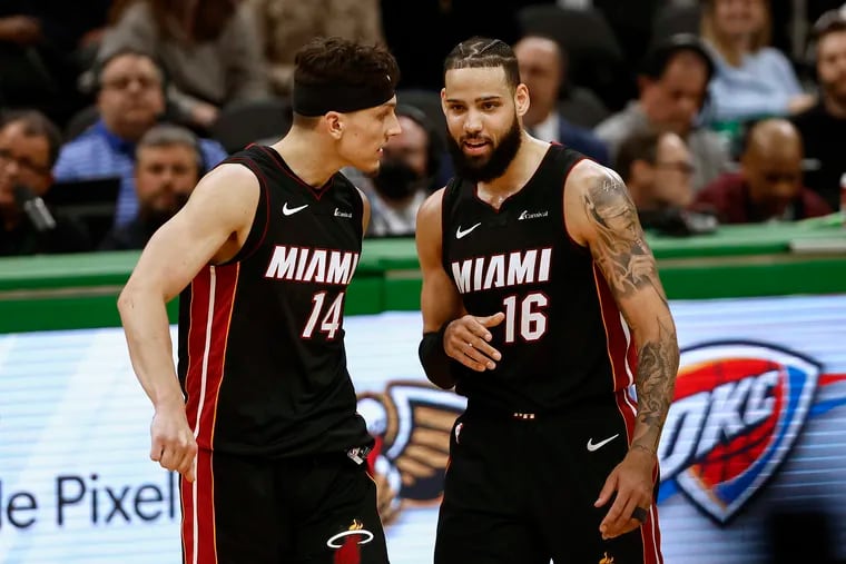 Tyler Herro and Caleb Martin were clutch in Miami's Game 2 win and will need to stay red hot if they want to take a 2-1 series lead over the Celtics. (Photo By Winslow Townson/Getty Images)
