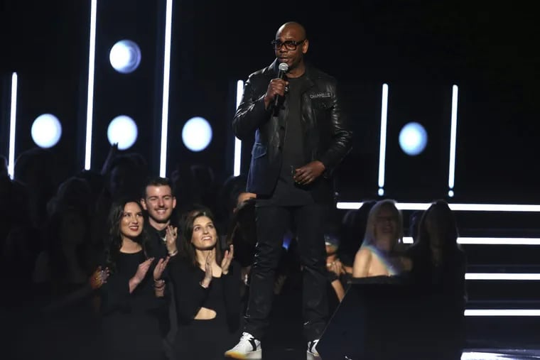 Dave Chappelle speaks at the 60th annual Grammy Awards at Madison Square Garden on Sunday, Jan. 28, 2018, in New York.