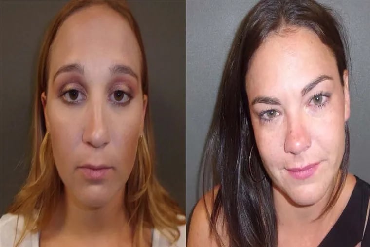Police mugshots of Nora Kenney, left, the daughter of Philadelphia Mayor Jim Kenney, and Tara Tolomeo, right, the daughter of North Wildwood councilwoman Kellyann Tolomeo. The two were charged with disorderly conduct Aug. 11 after a fight on the streets of North Wildwood.