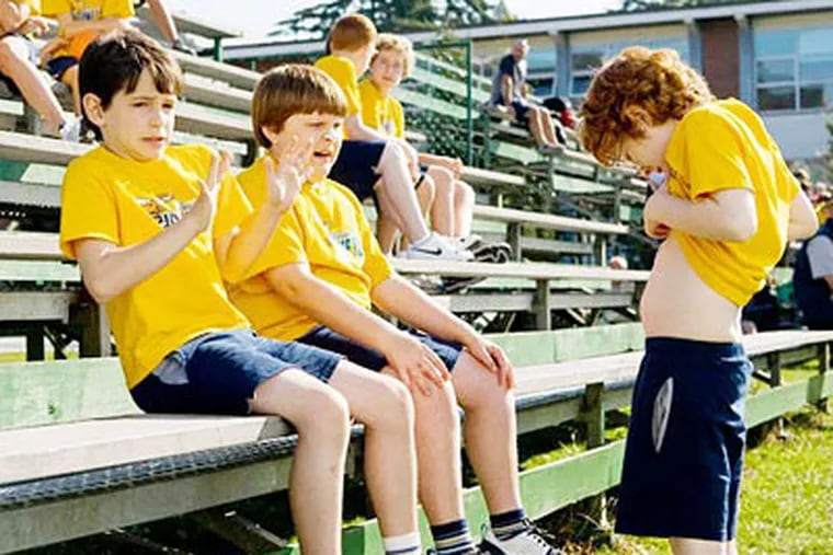 Zachary Gordon (left) is the "Wimpy Kid," and Robert Capron is his best friend. Grayson Russell is at right.