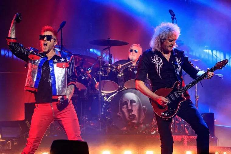 Queen and Adam Lambert perform onstage during the North American Tour kickoff at Gila River Arena on June 23, 2017 in Glendale, Arizona.