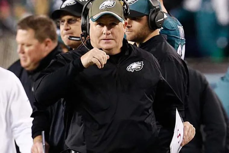 Philadelphia Eagles head coach Chip Kelly during a game against the Dallas Cowboys at Lincoln Financial Field. The Cowboys defeated the Eagles 38-27. (Bill Streicher/USA Today)