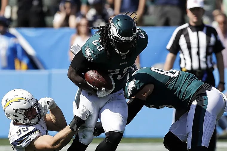 The Philadelphia Eagles are second in the NFL in rushing, averaging 140.5 yards per game. But they’ve had just one individual 100-yard rushing performance this season — by LeGarrette Blount against the San Diego Chargers.